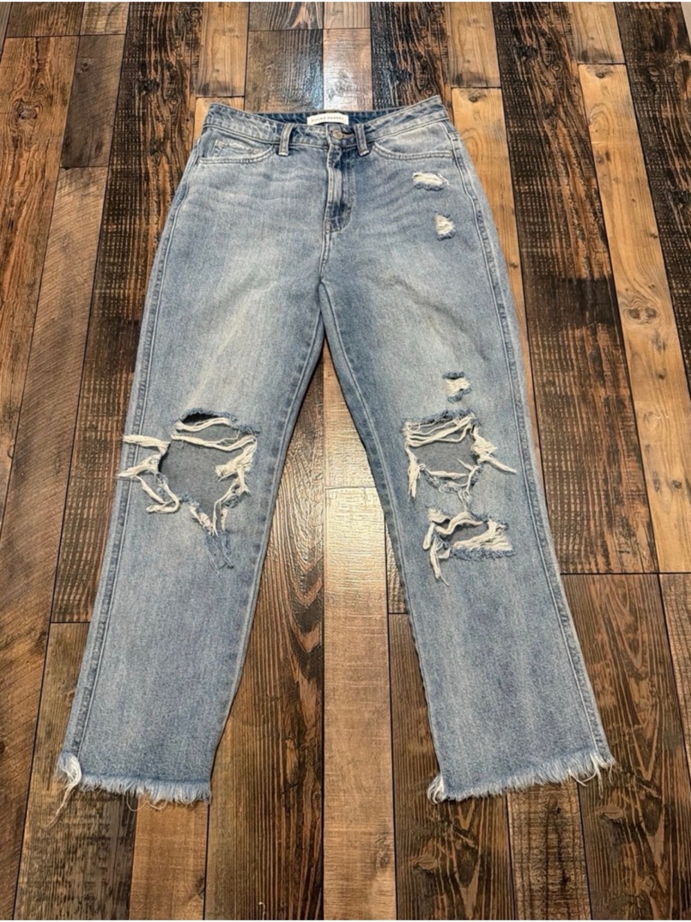 Flying Monkey Distressed Light Blue Women’s Ripped Straight-Leg Jeans